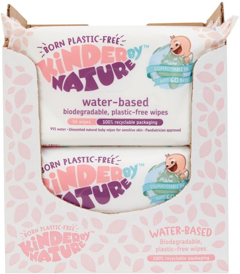 Kinder by Nature Water-Based Baby Wipes - 56 Count (Case of 12 packs)