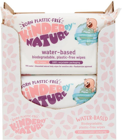 Kinder by Nature Water-Based Baby Wipes - 56 Count (Case of 12 packs)