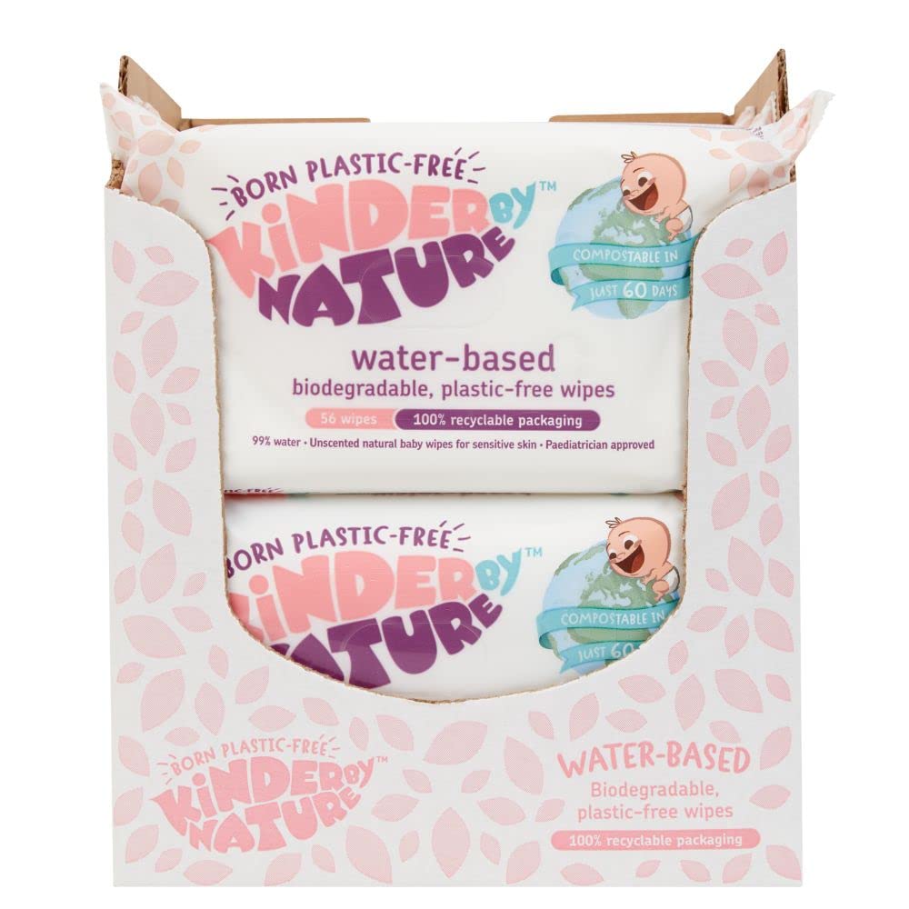 Kinder by Nature Water-Based Baby Wipes - 56 Count (Case of 12 packs)