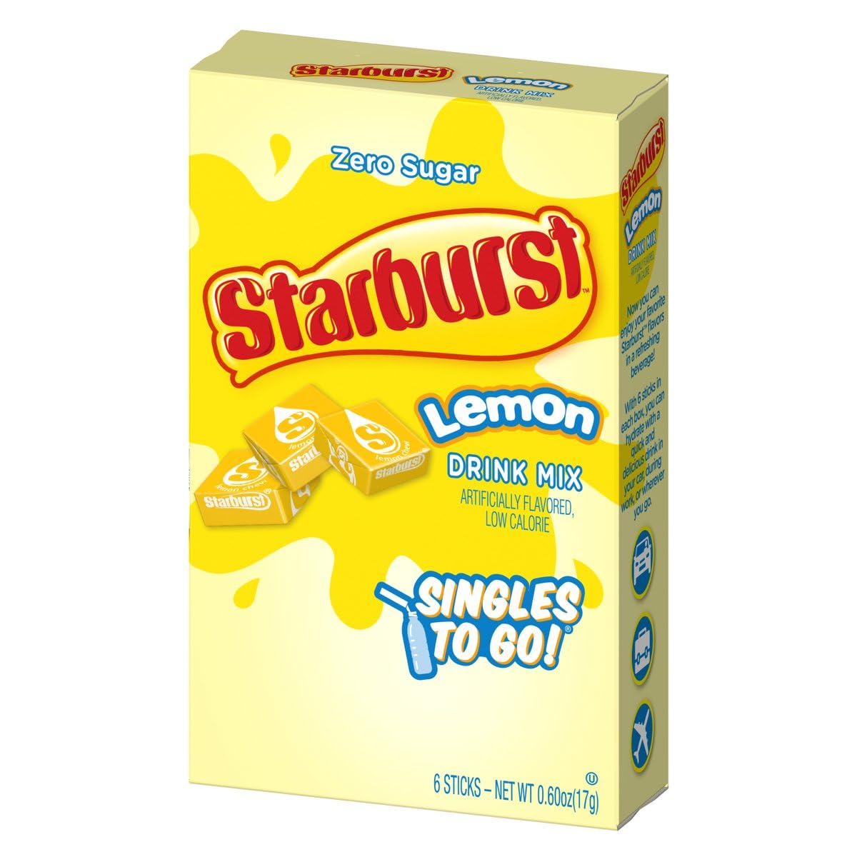 SINGLES TO GO! Starburst Variety pack 5 box, 5 flavor (Raspberry, Cherry, Fruit Punch, Strawberry and Lemon)