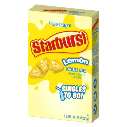 SINGLES TO GO! Starburst Variety pack 5 box, 5 flavor (Raspberry, Cherry, Fruit Punch, Strawberry and Lemon)