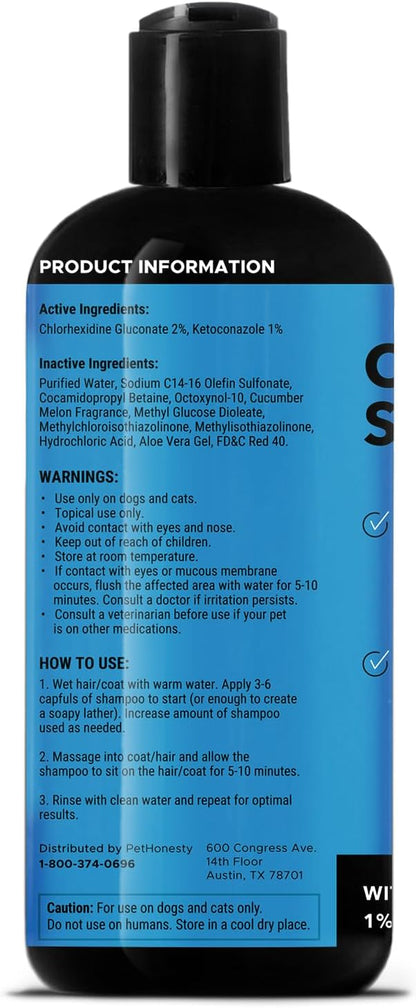 Pet Honesty Chlorhexidine Cat & Dog Shampoo, for Allergies, Itching, Dog Skin and Coat Supplement, Helps Shedding, Hot Spots, Deodorizing Dog Shampoo, Dog Grooming Supplies,16oz