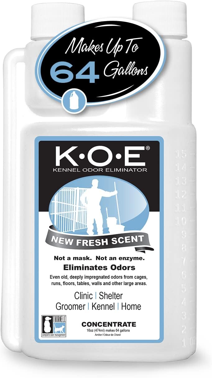 Thornell Odor Eliminator Concentrate – K.O.E. Odor Eliminator for Strong Odor for Cages, Runs & More – Pet Odor Eliminator for Home & Kennel w/Safe, Non-Enzymatic Formula (Fresh Scent, 16 oz)