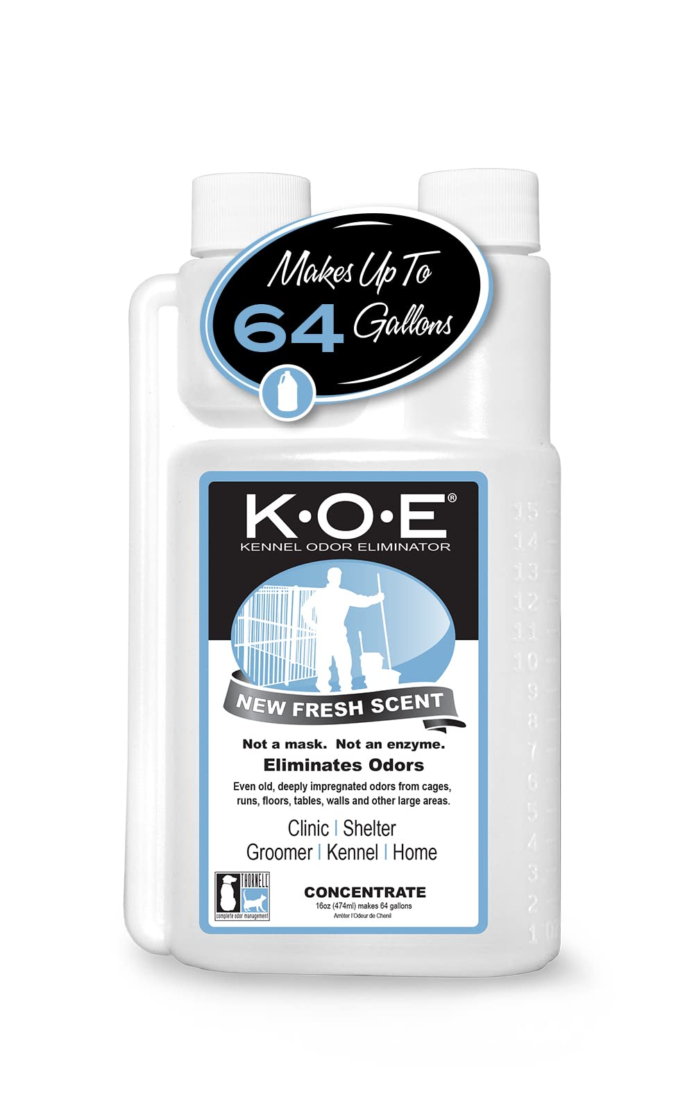 Thornell Odor Eliminator Concentrate – K.O.E. Odor Eliminator for Strong Odor for Cages, Runs & More – Pet Odor Eliminator for Home & Kennel w/Safe, Non-Enzymatic Formula (Fresh Scent, 16 oz)
