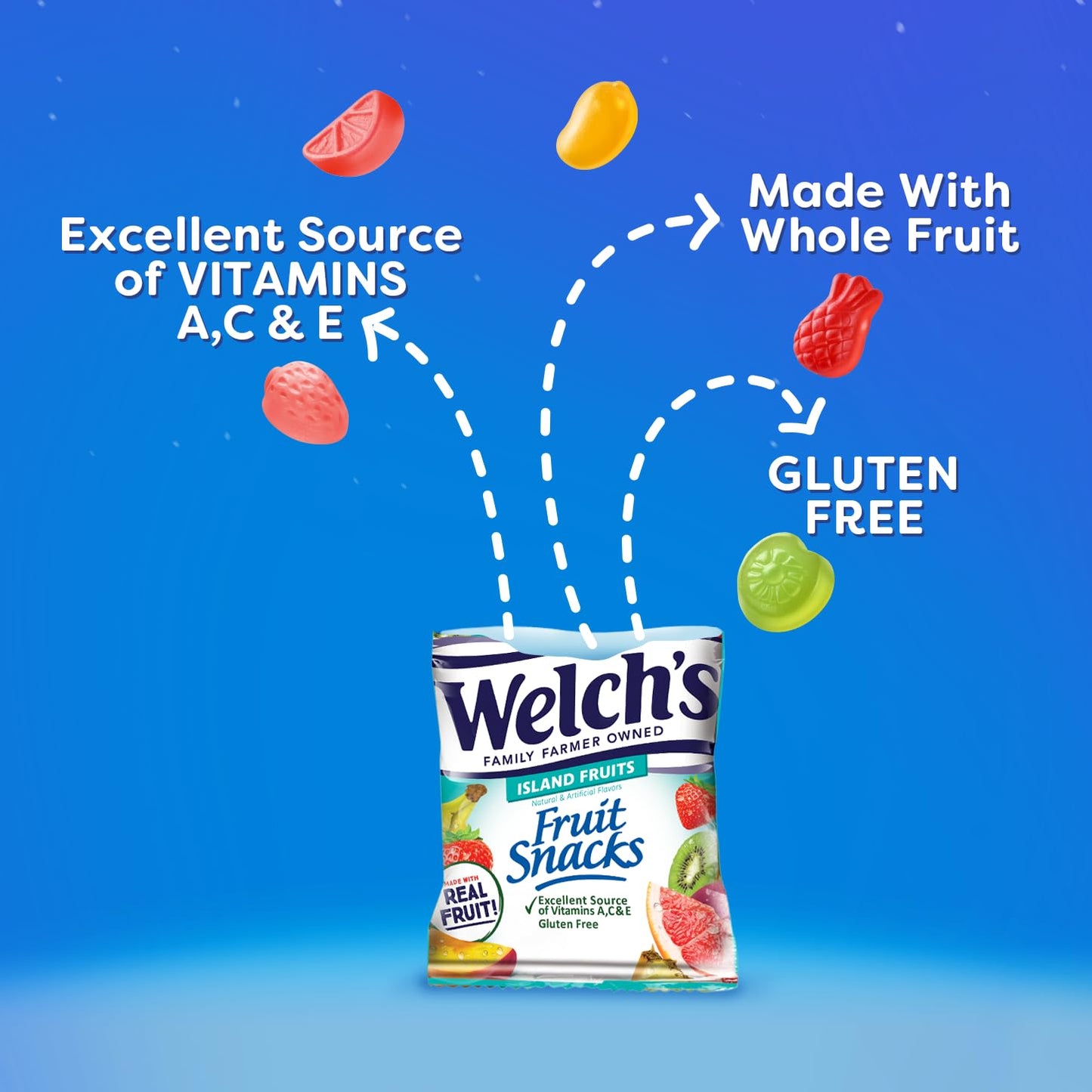 Welch's Fruit Snacks, Fruit Punch & Island Fruits Variety Pack, Perfect Stocking Stuffer, Bulk Pack, Gluten Free, Individual Single Serve Bags, 0.8 oz (Pack of 40)