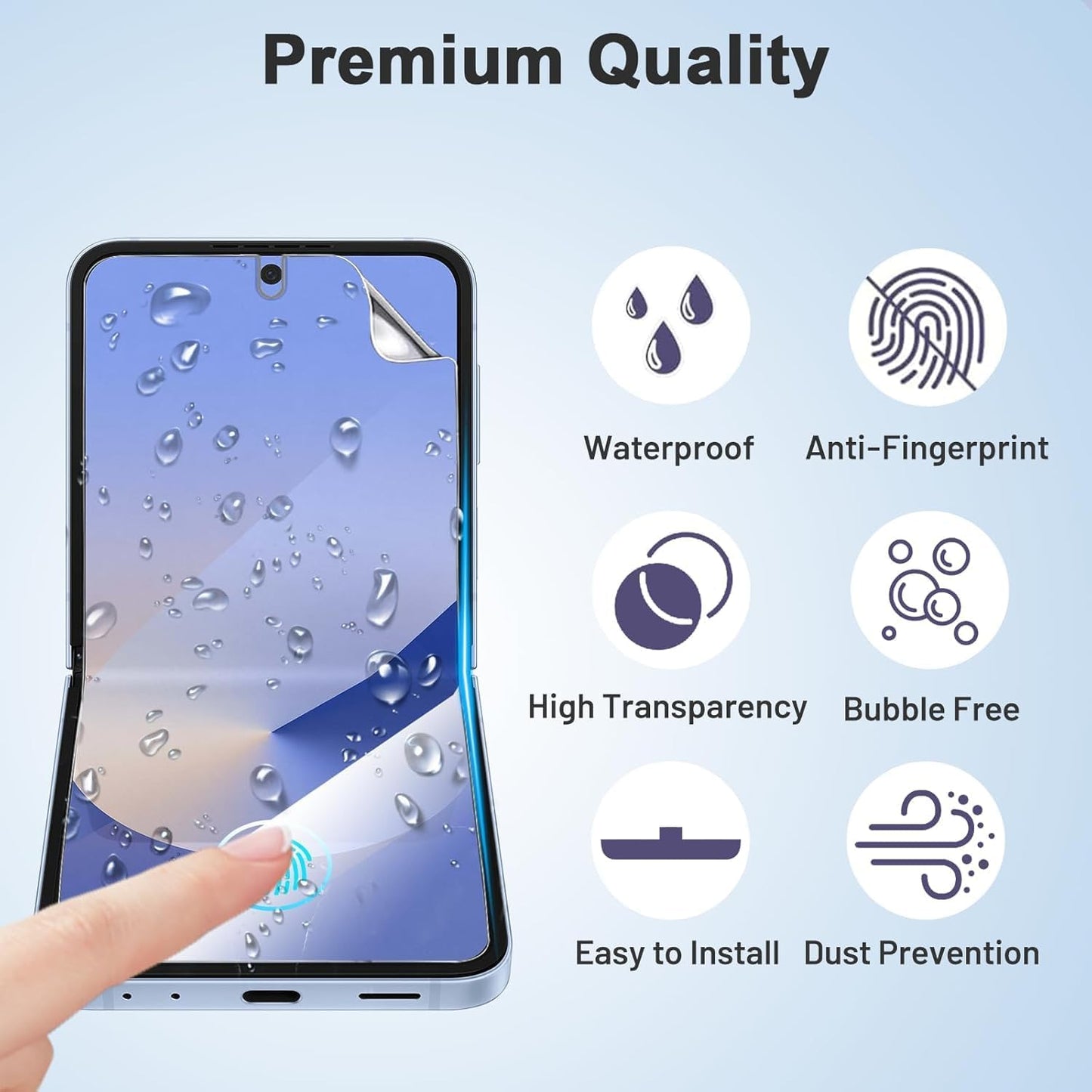[3 + 3 + 2 Pack] for Samsung Galaxy Z flip 6 5G Screen Protector, 3 Pack Inner TPU Screen Protector + 3 Pack External Tempered Glass + 2 Pack Camera Lens Protector, Easy Install with Alignment Tool