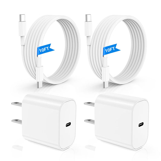 iPhone 16 15 Fast Charger 10ft, USB C Charging Block and Long Type C to C Cable Cord, iPad Wall Plug Power Adapter Cube Brick for Apple 16 Pro Max/16 Pro/15 Plus/15 Pro Max/12.9/11 inch/Air/Mini/4/5th