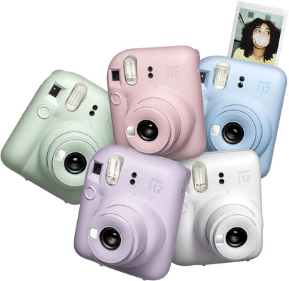 Fujifilm Instax Mini 12 Instant Camera Lilac Purple + Fuji Film Value Pack (40 Sheets) + Shutter Accessories Bundle, Incl. Compatible Carrying Case, Quicksand Beads Photo Album 64 Pockets