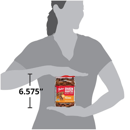 Fisher Oven Roasted Never Fried Mammoth Pecans, 17 Ounces (Pack of 1), Heart Healthy Snacks for Adults, Made with Sea Salt, No Added Oil or Artificial Ingredients , Gluten Free, Vegan Protein, Bulk
