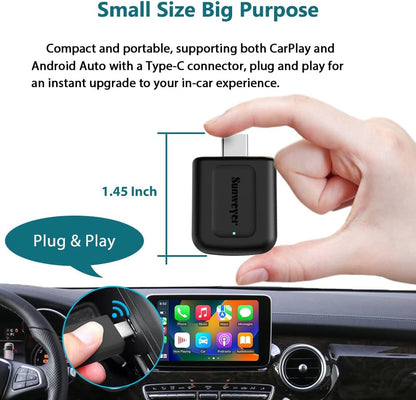 2024 Latest Wireless CarPlay & Android Auto Dongle 2 in 1 Auto Connect Box,USB Type-C Port,Supports Online Updates Wired to Wireless Adapter