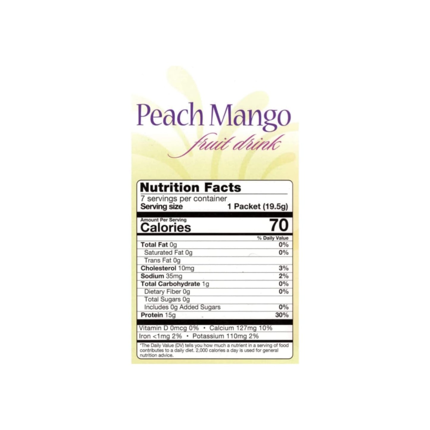 Nutmeg State Nutrition - High Protein Diet Fruit Drink - 15g Protein - Low Calorie - Low Carb - Low Sugar - Fat Free, 7 Servings Per Box (Peach Mango)