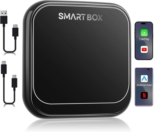 Bolidut 4 in 1 Wireless CarPlay Android Auto Wireless Adapter for iPhone, Upgrade Convert Smart AI Box Fits Netflix YouTube TikTok Stream Media Play Store TF Card for Cars with Wired Carplay (Black)