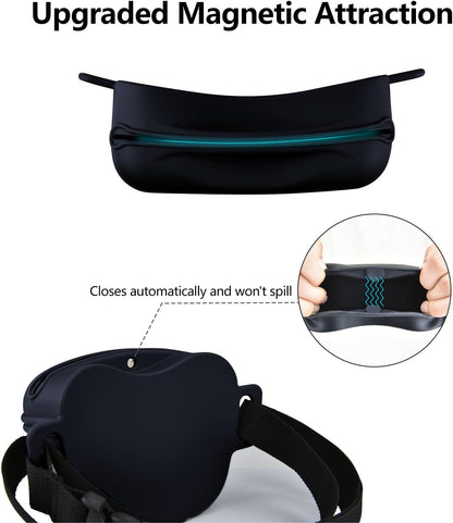Pet Training Snack Pouch with Clicker 2.0 Upgraded Magnetic Closure, 1.66 Cup Silicone Belt Pouch for Dog Treats，Perfect for Training and Walking