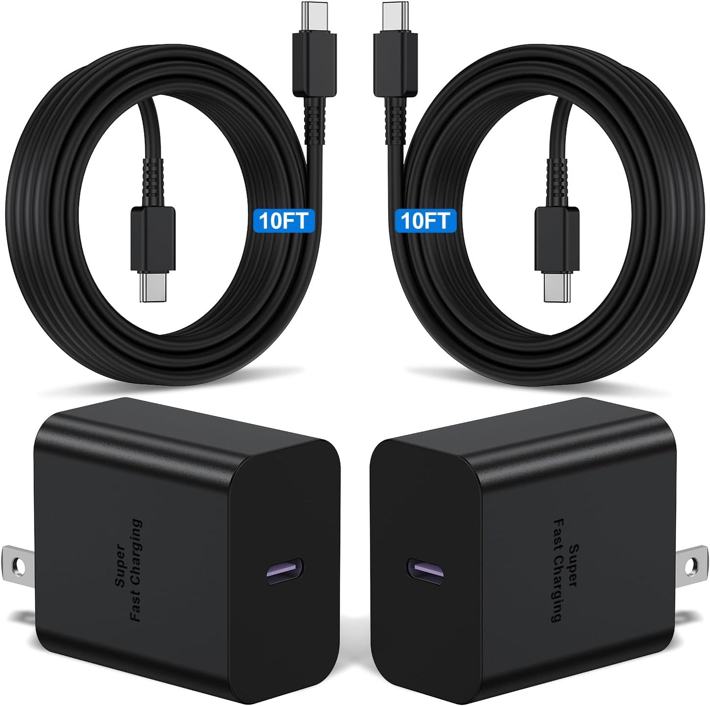 2Pack 45W Super Fast Charger Type C 10ft, USB C Wall Charging and Long Android Phone Charger Cable Cord for Samsung Galaxy S24 Ultra/S24 Plus/S24+/S23 Ultra/S23+/S22 Ultra/S22 Plus/S21/Note 20/Note10+
