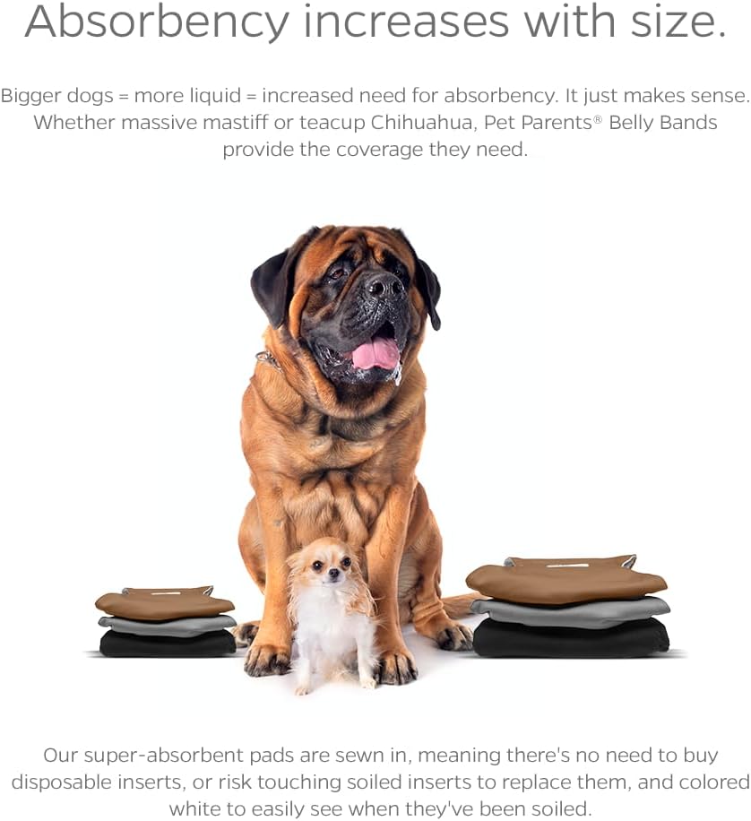 Pet Parents Premium Washable Belly Bands for Male Dogs & Extendrs, (3pack) of Male Dog Diapers & Male Dog Belly Bands, Color: Natural, Size: Small Dog Diapers Male
