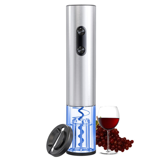 COKUNST Electric Wine Opener, Battery Operated Corkscrews Wine Bottles Openers with Foil Cutter & LED Light, Reusable Automatic Wine Remover Stainless Steel for Wine Lover Home Kitchen Party