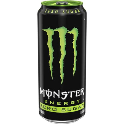 Monster Energy Zero Sugar, Green, Original, Low Calorie Energy Drink, 16 Fl Oz (Pack of 15)