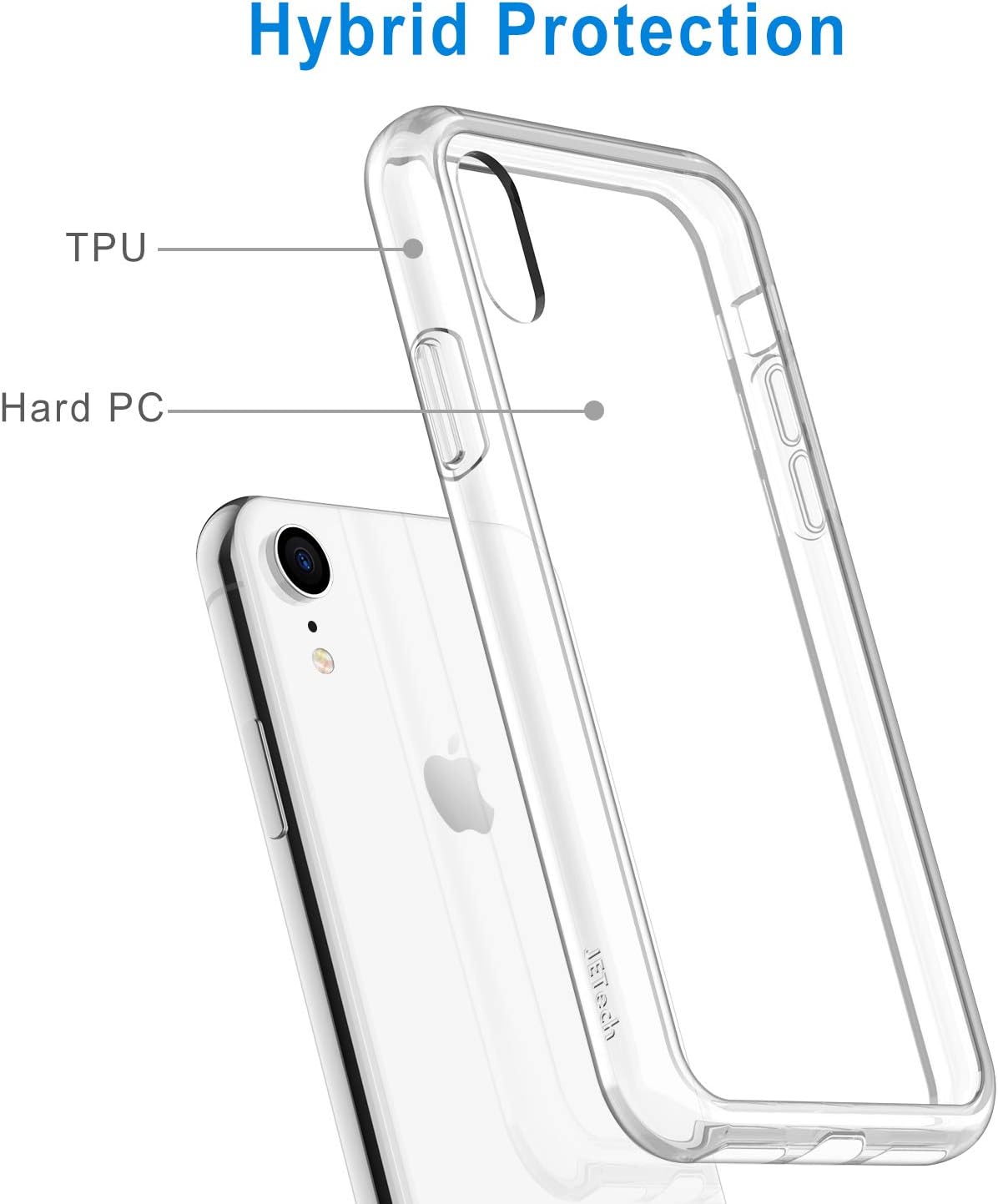 JETech Case for iPhone XR 6.1-Inch, Non-Yellowing Shockproof Phone Bumper Cover, Anti-Scratch Clear Back (Clear)