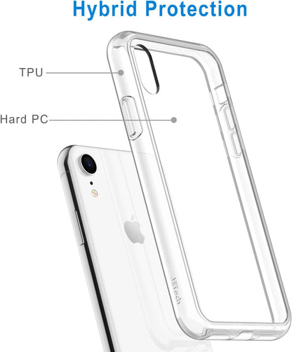 JETech Case for iPhone XR 6.1-Inch, Non-Yellowing Shockproof Phone Bumper Cover, Anti-Scratch Clear Back (Clear)