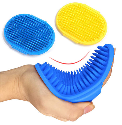 2 Pcs Dog Grooming Brush, Pet Shampoo Brush Dog Bath Grooming Shedding Brush Soothing Massage Rubber Comb with Adjustable Strap for Short Long Haired Dogs and Cats