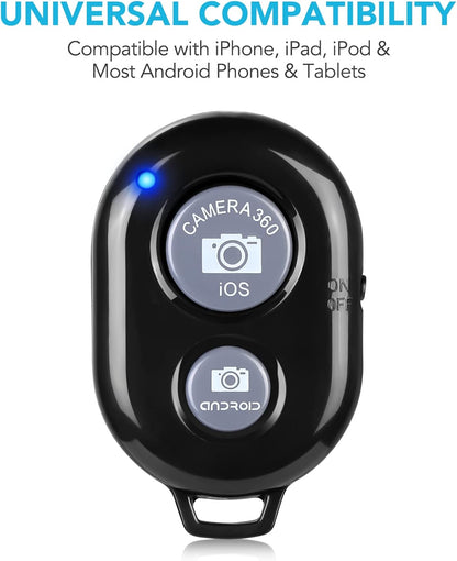 2 Pack Wireless Camera Remote Control - Wireless Remote for iPhone & Android Phones iPad iPod Tablet, Clicker for Photos & Videos, Wrist Strap Included