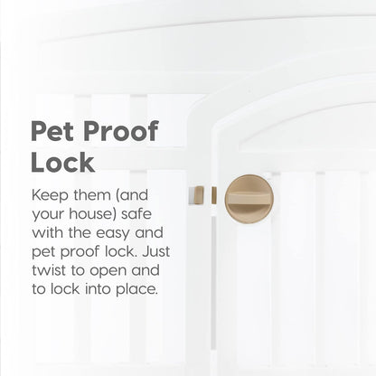 IRIS USA 24" Exercise 4-Panel Pet Playpen with Door, Dog Playpen, Puppy Playpen, for Puppies and Small Dogs, Keep Pets Secure, Easy Assemble, Fold It Down, Easy Storing, Customizable, White