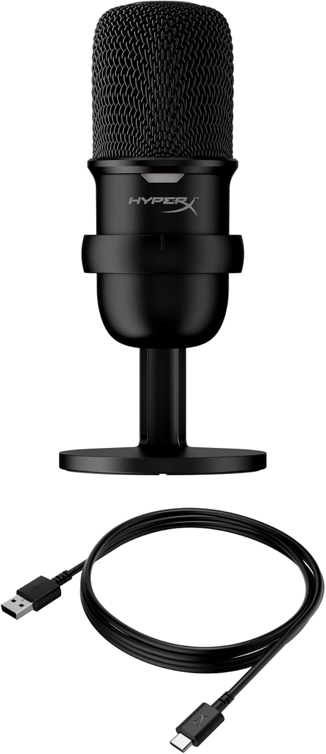 HyperX SoloCast – USB Condenser Gaming Microphone, for PC, PS4, PS5 and Mac, Tap-to-Mute Sensor, Cardioid Polar Pattern, great for Streaming, Podcasts, Twitch, YouTube, Discord,Black