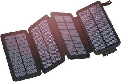 Hiluckey Solar Charger Power Bank 25000mAh USB C Fast Charging Portable Phone Charger with 4 Solar Panels & 3 USB Outputs for iPhone Tablet