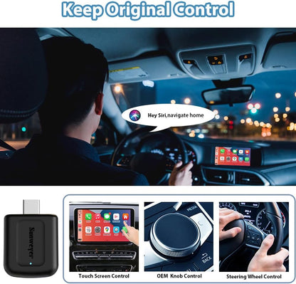 2024 Latest Wireless CarPlay & Android Auto Dongle 2 in 1 Auto Connect Box,USB Type-C Port,Supports Online Updates Wired to Wireless Adapter