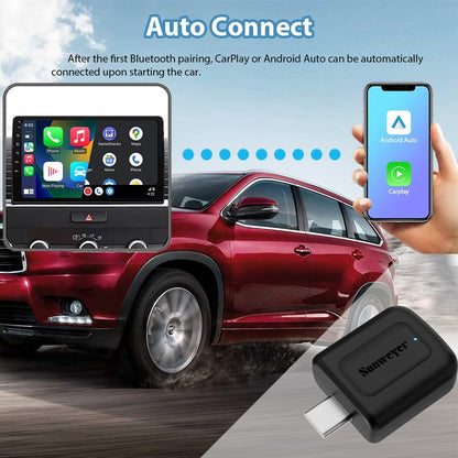 2024 Latest Wireless CarPlay & Android Auto Dongle 2 in 1 Auto Connect Box,USB Type-C Port,Supports Online Updates Wired to Wireless Adapter