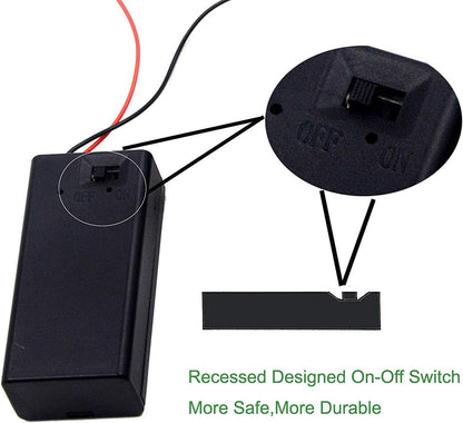 (Pack of 2) 9v Battery Holder, 9 Volt Battery Holder with Switch, 9v Battery Case with Switch
