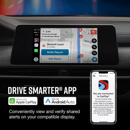 Cobra RAD 480i Laser Radar Detector – Long Range Detection, Bluetooth, Drive Smarter® App, LaserEye Front and Rear Detection, Digital Signal Processing, Black