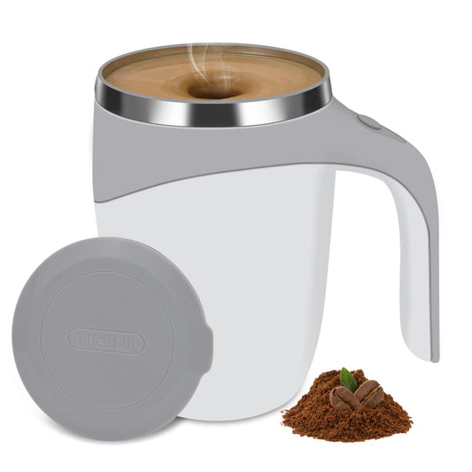 Electric Magnetic Stirring Coffee Mug, Electric Mixing Mug, Automatic Funny Self Mixing Cup, Stainless Steel Travel Cup for Chocolate, Milk, Tea, Office, Home, Kitchen, 12 oz/350ml, White