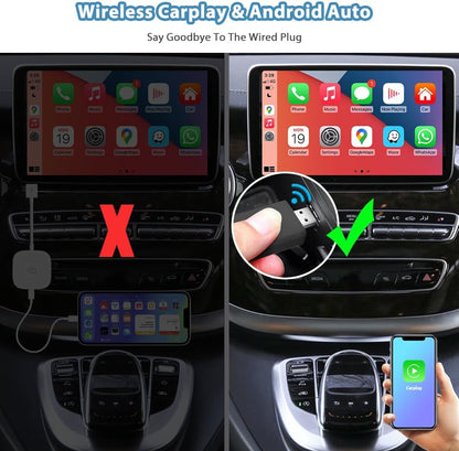 2024 Latest Wireless CarPlay & Android Auto Dongle 2 in 1 Auto Connect Box,USB Type-C Port,Supports Online Updates Wired to Wireless Adapter