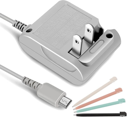 DS Lite Charger Kit Compatible with Nintendo DS Lite 100-240V Wall Plug Adapter with 4 Stylus Pen for Nintendo DS Lite