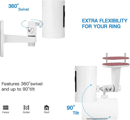 2Pack Adjustable Security Wall Mount Bracket for Ring Stick Up Cam & Ring Indoor Cam(1st Gen), Perfect View Angle for Ring Surveillance Camera System - White