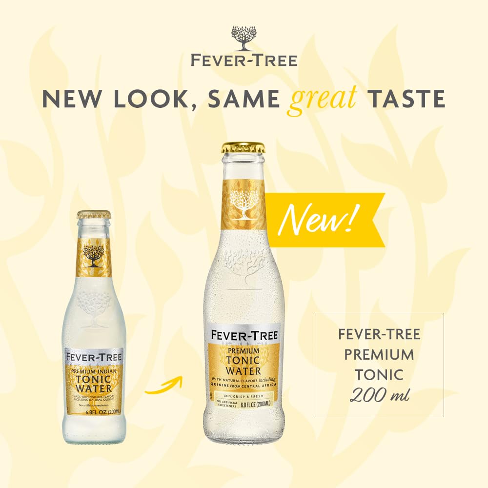 Fever Tree Indian Tonic Water - Premium Quality Mixer - Refreshing Beverage for Cocktails & Mocktails. Naturally Sourced Ingredients, No Artificial Sweeteners or Colors - 200 ML Bottles - Pack of 24