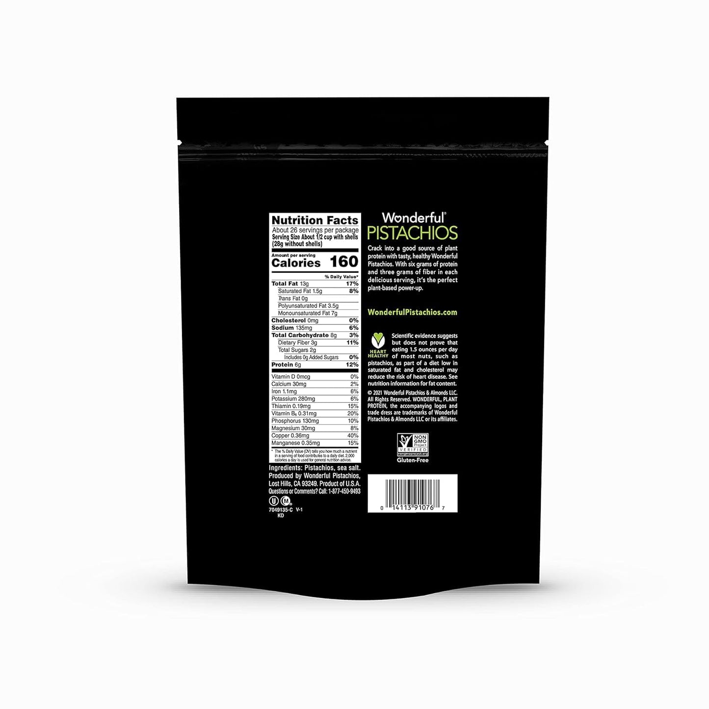 Wonderful Pistachios In Shell, Roasted & Salted Nuts, 48 Ounce Resealable Bag, Protein Snacks, Bulk Snacks, Healthy Snacks for Adults