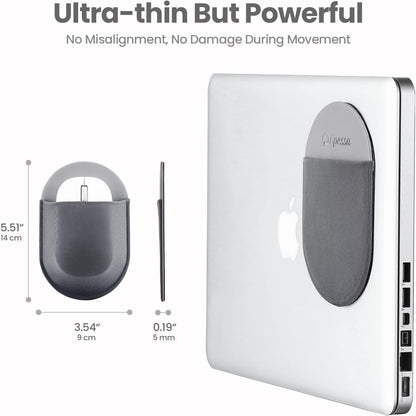 Epessa Universal Stick-On Mouse Pouch, Mouse Holder for Wireless Mouse, Mouse Sleeve for Laptop, Reusable Adhesive, No Glue Residue, Compatible with iPad or MacBook (Grey)