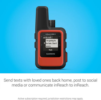 Garmin inReach Mini 2, Lightweight and Compact Satellite Communicator, Hiking Handheld, Orange - 010-02602-00