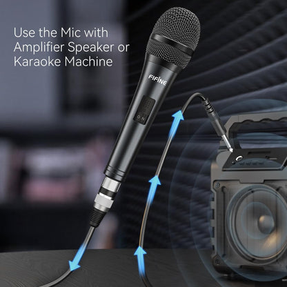 Fifine Karaoke Microphone, Dynamic Vocal Microphone for Speaker, 6.35MM Wired Handheld Mic with On and Off Switch and14.8ft Detachable Cable-K6