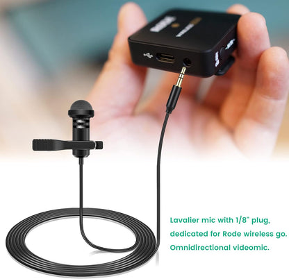 2 Pack Lavalier Microphone Compatible with DJI Mic 2 & Rode Wireless Pro/Wireless GO 2 / II Transmitters - Omnidirectional Lav Lapel Wearable Mic for Vlog Interview Streaming Lectures Broadcasters