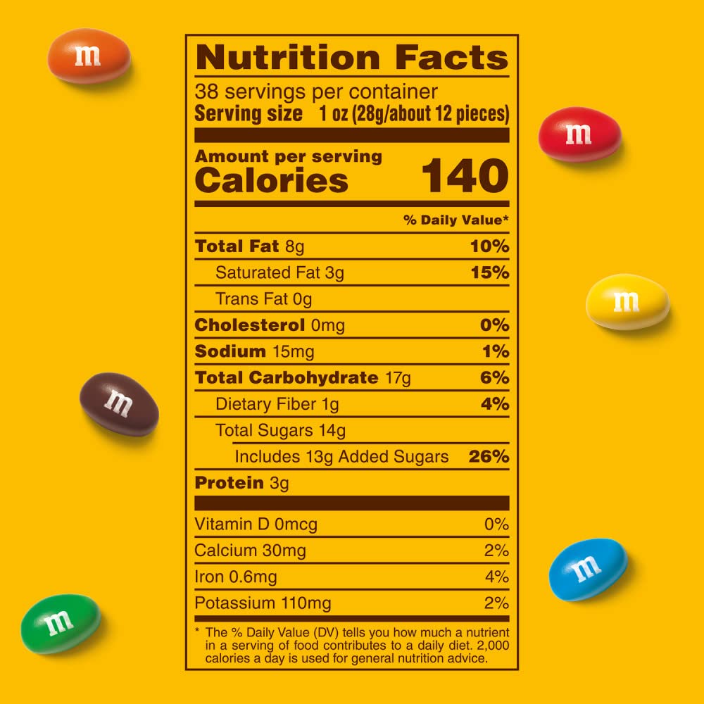 M&M'S Peanut Milk Chocolate Candy Bulk Pack, Party Size, 38 oz Bag
