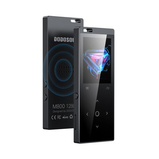 128GB MP3 Player with Bluetooth: Portable Music Player for Kids HiFi Sound Shuffle Single Loop FM Radio Built-in HD Speaker Voice Recorder Mini Design Ideal for Sport (Earphones Included)