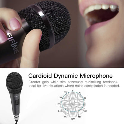 Fifine Karaoke Microphone, Dynamic Vocal Microphone for Speaker, 6.35MM Wired Handheld Mic with On and Off Switch and14.8ft Detachable Cable-K6