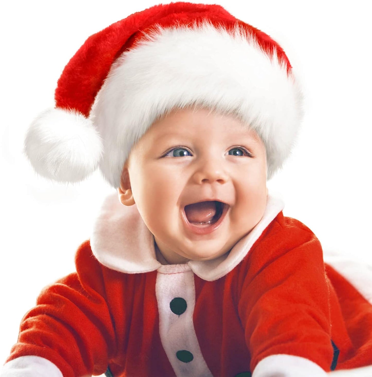 JUANANIUG Baby Santa Hat: Christmas Hat for Infant Newborn - Extra Thicken Classic Fur for Christmas New Year Festive Xmas Holiday Party Supplies
