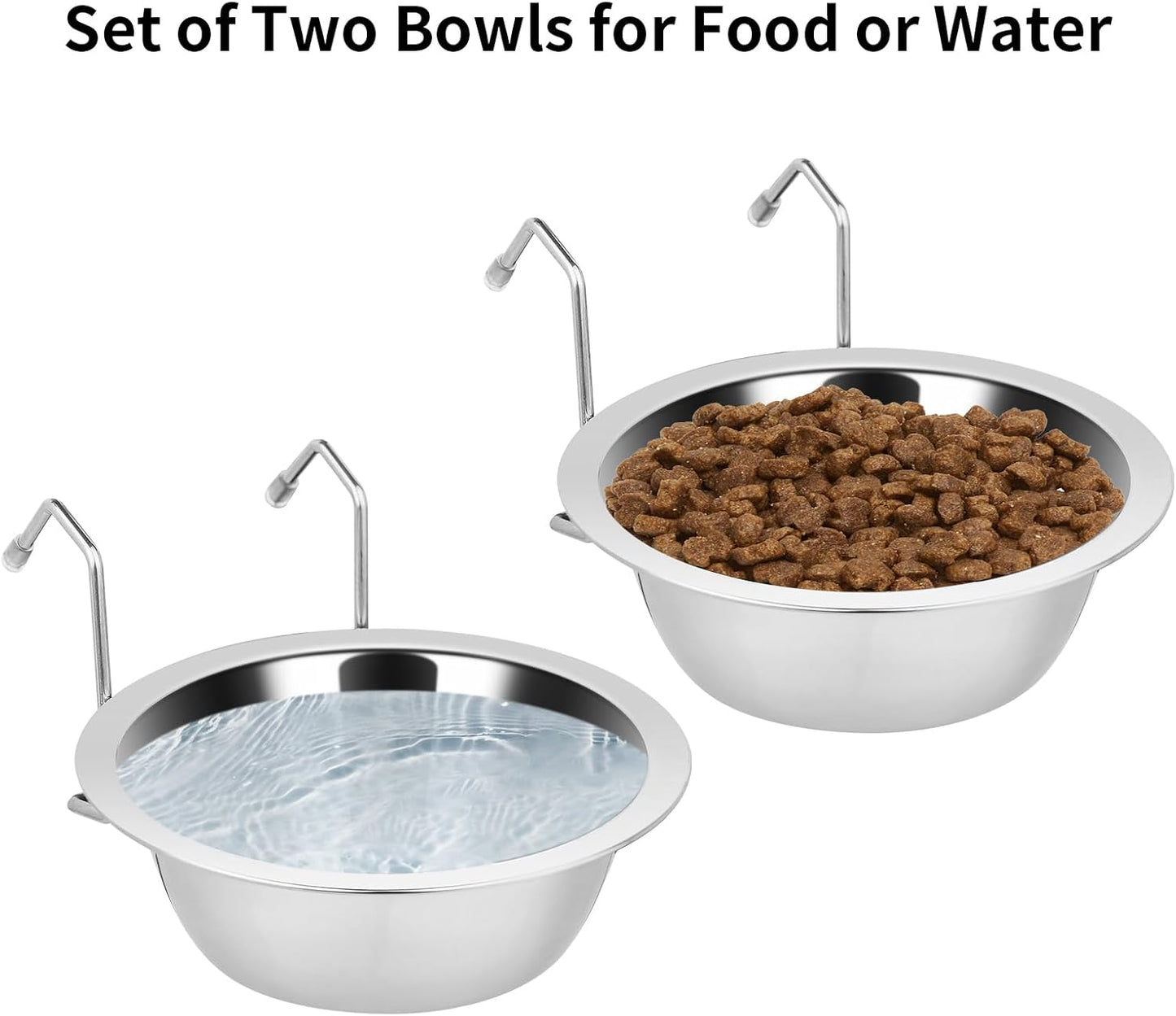 2PCS Kennel Water Bowl Hanging,Stainless Steel Puppy Bowls for Small Dog Cage,Dog Kennel, Dog Crate, Catio Accessories,Dog Crate Water Bowl Dog Dish Feeder Food Holder No Spill(8oz/1cup)
