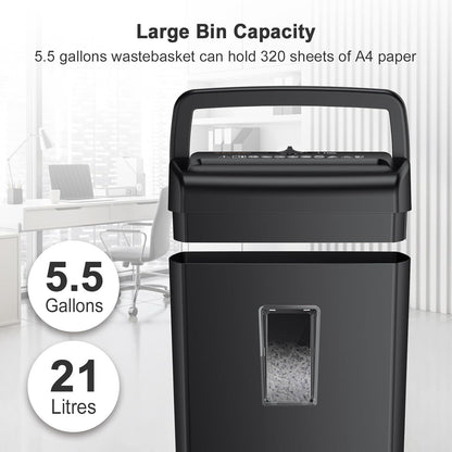Bonsaii 10-Sheet Cross Cut Paper Shredder, 5.5 Gal Home Office Heavy Duty Shredder for Credit Card, Staple, Clip with Transparent Window(C209-D)