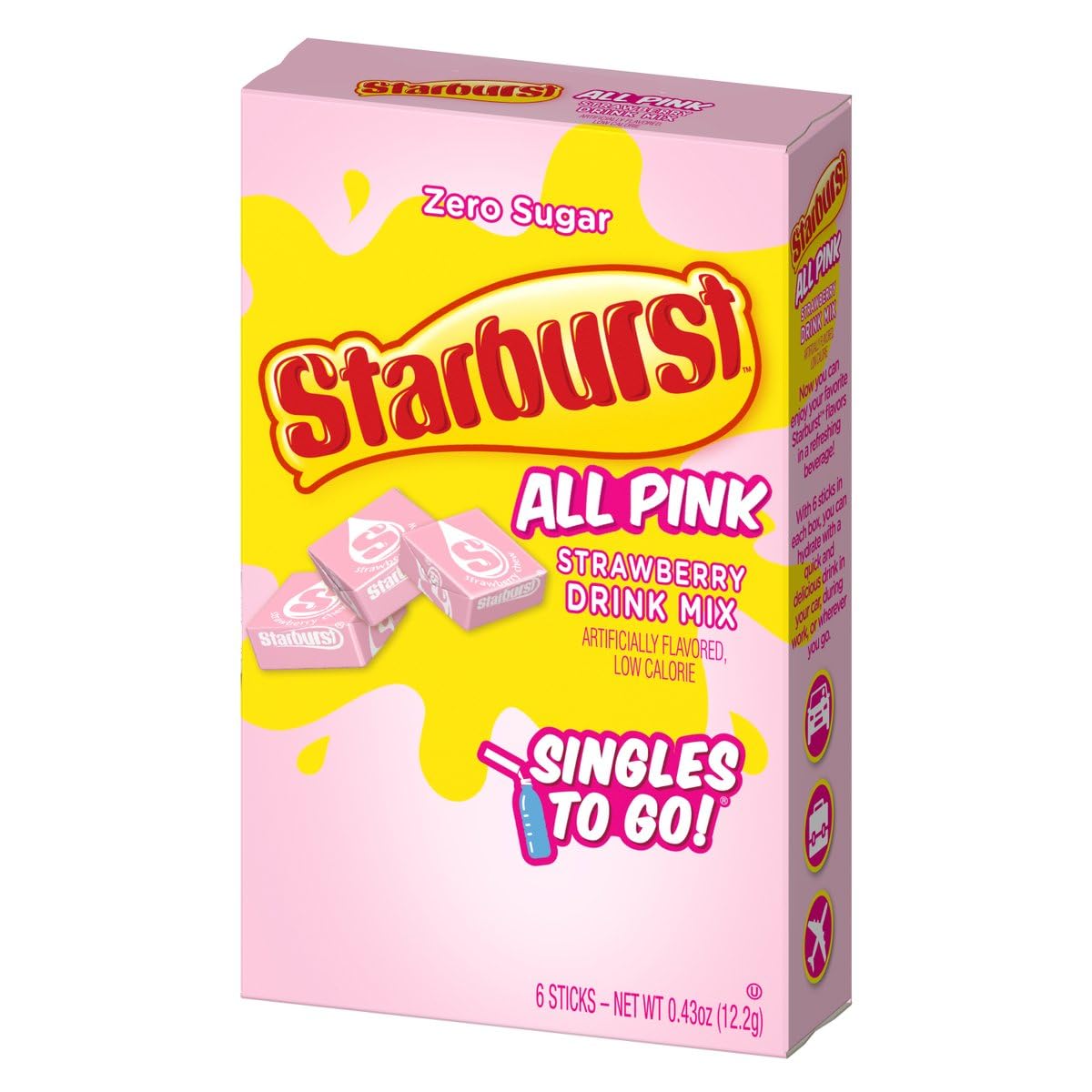 SINGLES TO GO! Starburst Variety pack 5 box, 5 flavor (Raspberry, Cherry, Fruit Punch, Strawberry and Lemon)