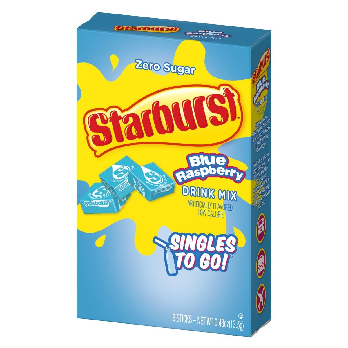 SINGLES TO GO! Starburst Variety pack 5 box, 5 flavor (Raspberry, Cherry, Fruit Punch, Strawberry and Lemon)
